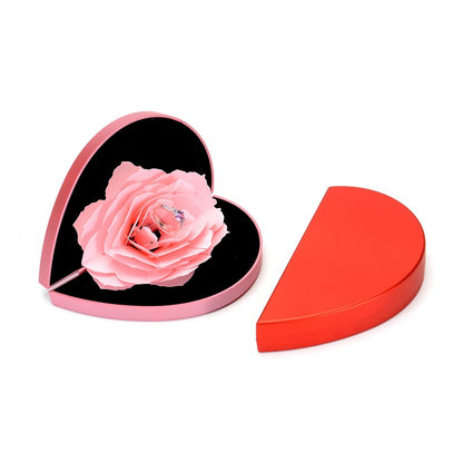 3D Love Box Heart-Shaped Rose Flower Rotating Ring Box – Valentine’s Day Gift