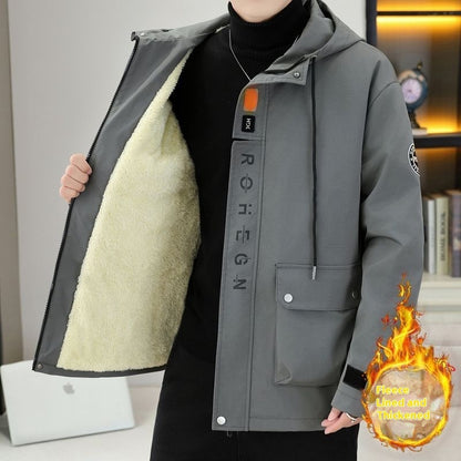 Men’s Warm Fleece Hooded Jacket for Autumn & Winter