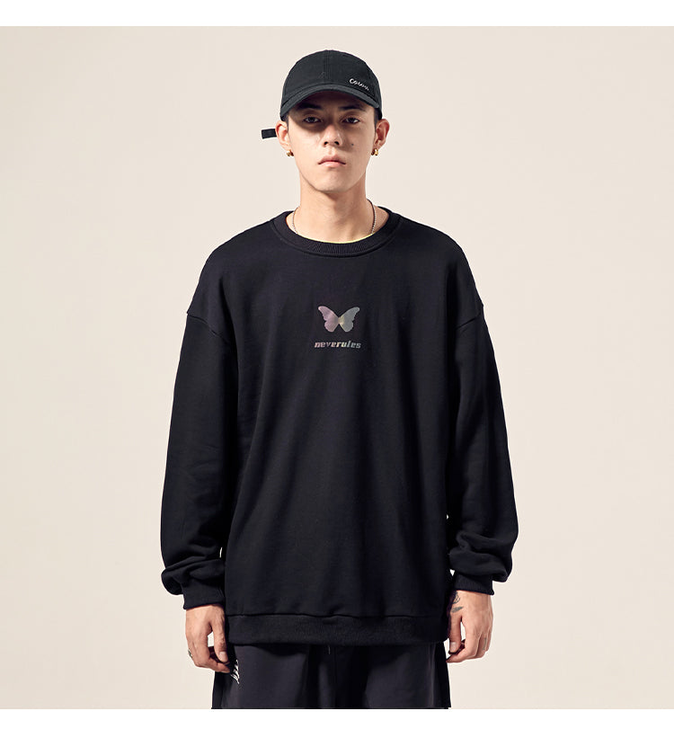 Reflective butterfly print long sleeves