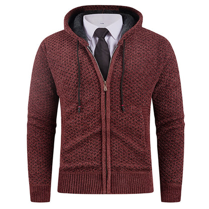 Men’s Hooded Fleece Knit Sweater with Pineapple Pin