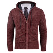 Men’s Hooded Fleece Knit Sweater with Pineapple Pin