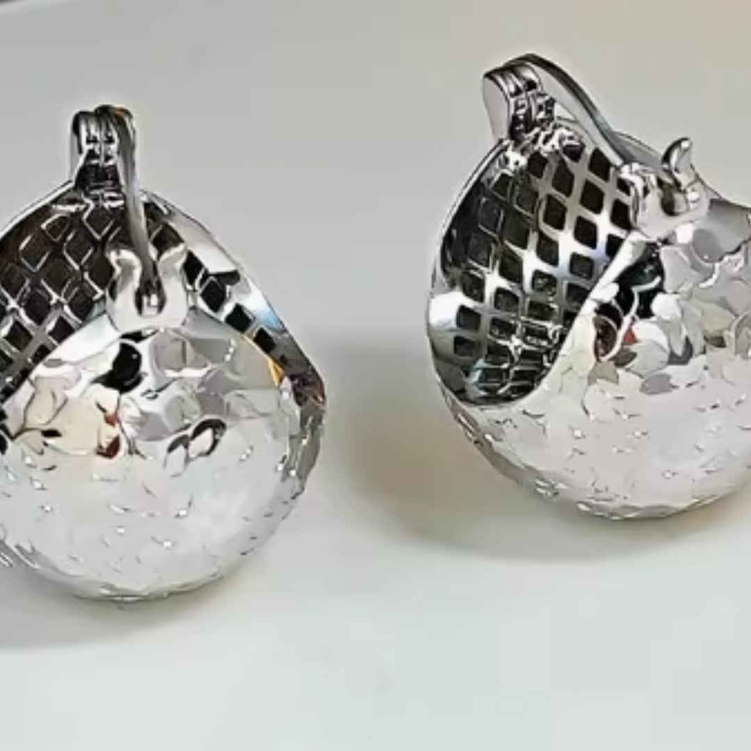 S925 Sterling Silver 3D Women’s Earrings with Buckle & Fabric