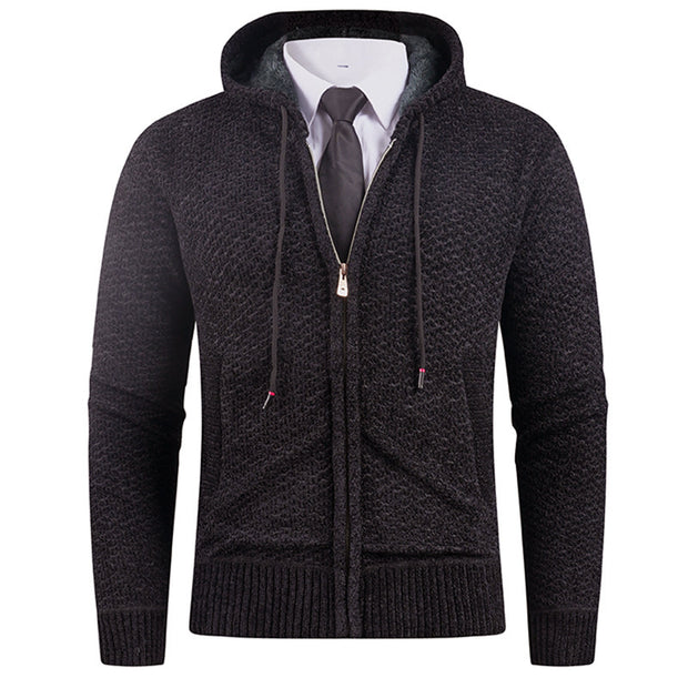 Men’s Hooded Fleece Knit Sweater with Pineapple Pin