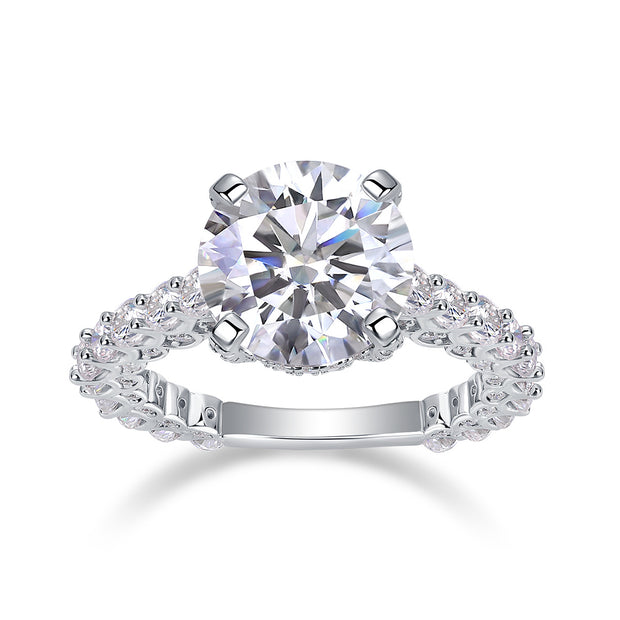 Affectionate S925 Silver 5-Carat Moissanite Diamond Ring