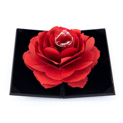 3D Love Box Heart-Shaped Rose Flower Rotating Ring Box – Valentine’s Day Gift