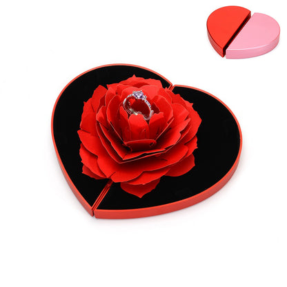 3D Love Box Heart-Shaped Rose Flower Rotating Ring Box – Valentine’s Day Gift