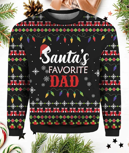 Ugly Christmas Sweater With Santa Graphic 3D Printed Hoodie Casual