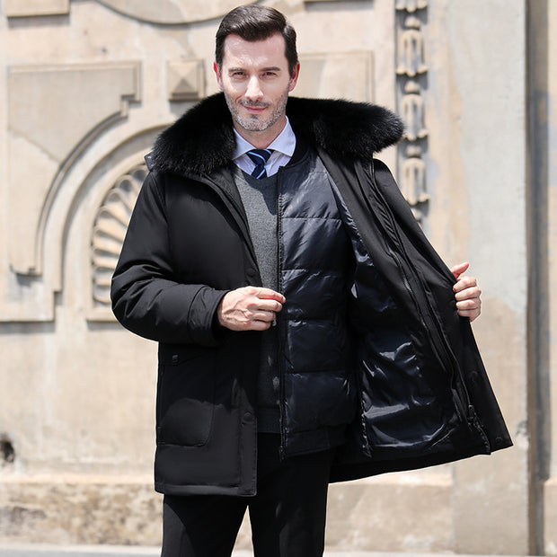 Men's Stylish Mid-Length Coat with Detachable Liner | Winter Fashion
