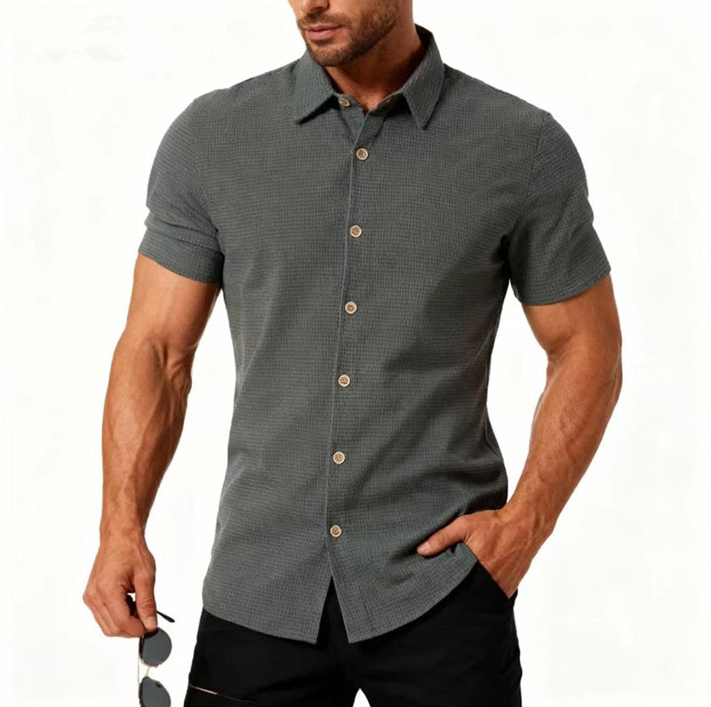Men's Casual Loose Checked Short-sleeved Shirt