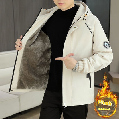Men’s Warm Fleece Hooded Jacket for Autumn & Winter