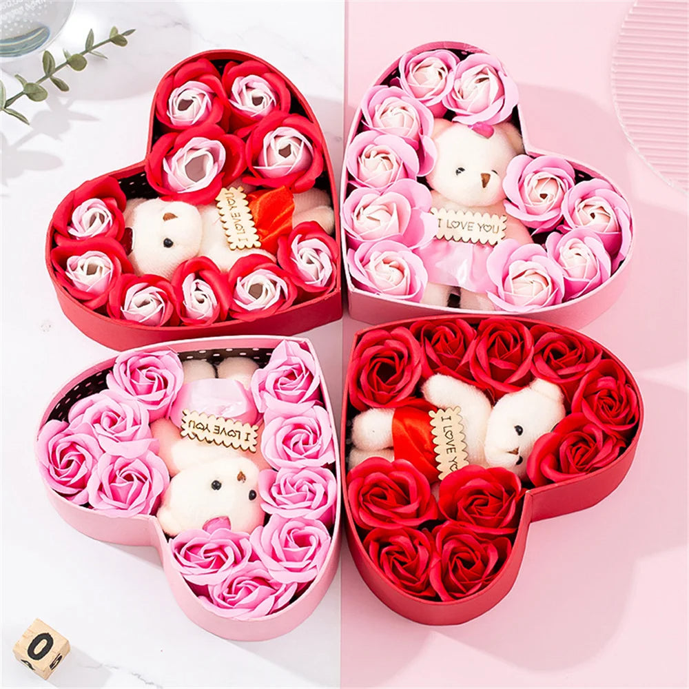 Heart-Shaped Rose Soap Flower Gift Box – Valentine’s, Christmas, Mother’s Day & Birthday Gift