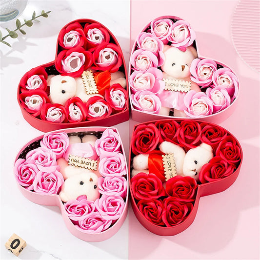 Heart-Shaped Rose Soap Flower Gift Box – Valentine’s, Christmas, Mother’s Day & Birthday Gift