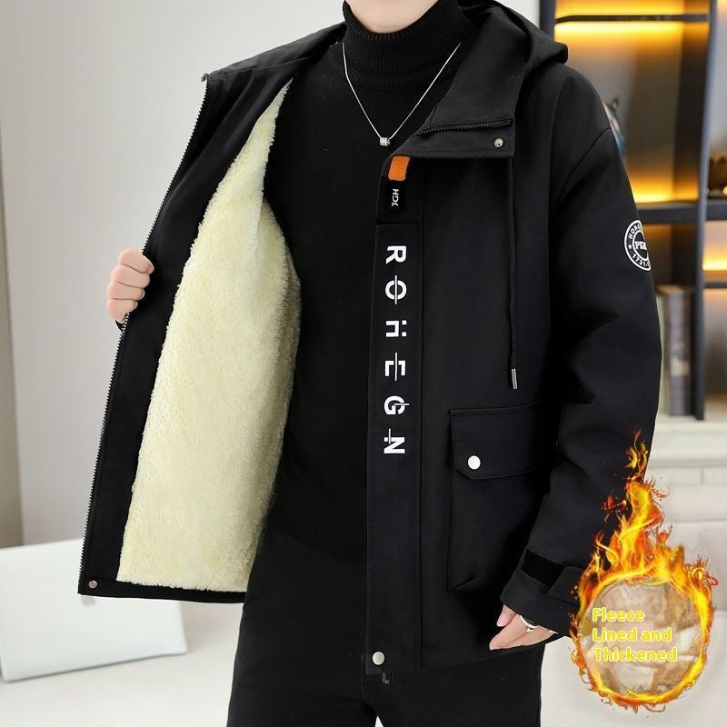 Men’s Warm Fleece Hooded Jacket for Autumn & Winter