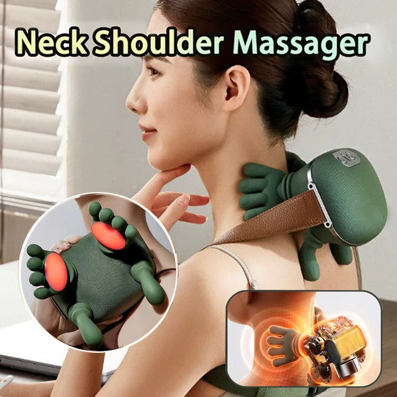 Electric Neck And Shoulder massager in use, providing comfortable 4D kneading massage and soothing heat.