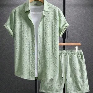 Men's Short-sleeved Shirt Shorts Sports Casual Two-piece Suit
