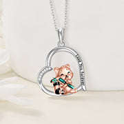 Sterling Silver Red Panda Necklace – Cute Bamboo Pendant Gift