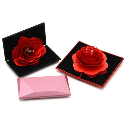3D Love Box Heart-Shaped Rose Flower Rotating Ring Box – Valentine’s Day Gift