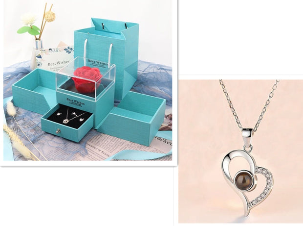 Metal Rose Necklace Gift Box – Romantic Jewelry for Her