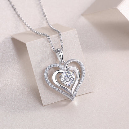 Heart-to-Heart Connection S925 Silver 1-Carat Moissanite Pendant