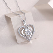Heart-to-Heart Connection S925 Silver 1-Carat Moissanite Pendant