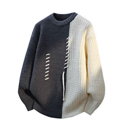 Fashion Round Neck Sweater Pullover Loose Sweater Men's Thickened Thermal Bottoming Shirt