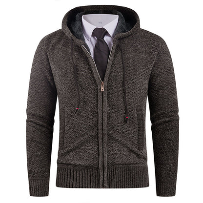 Men’s Hooded Fleece Knit Sweater with Pineapple Pin