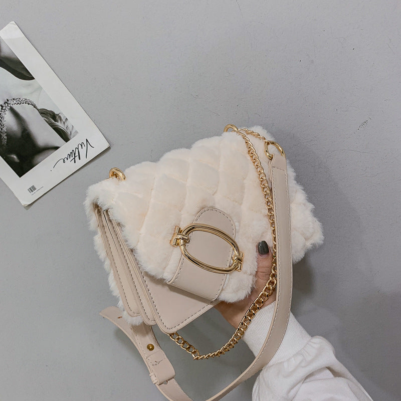 Plush Square Messenger Bag for Women