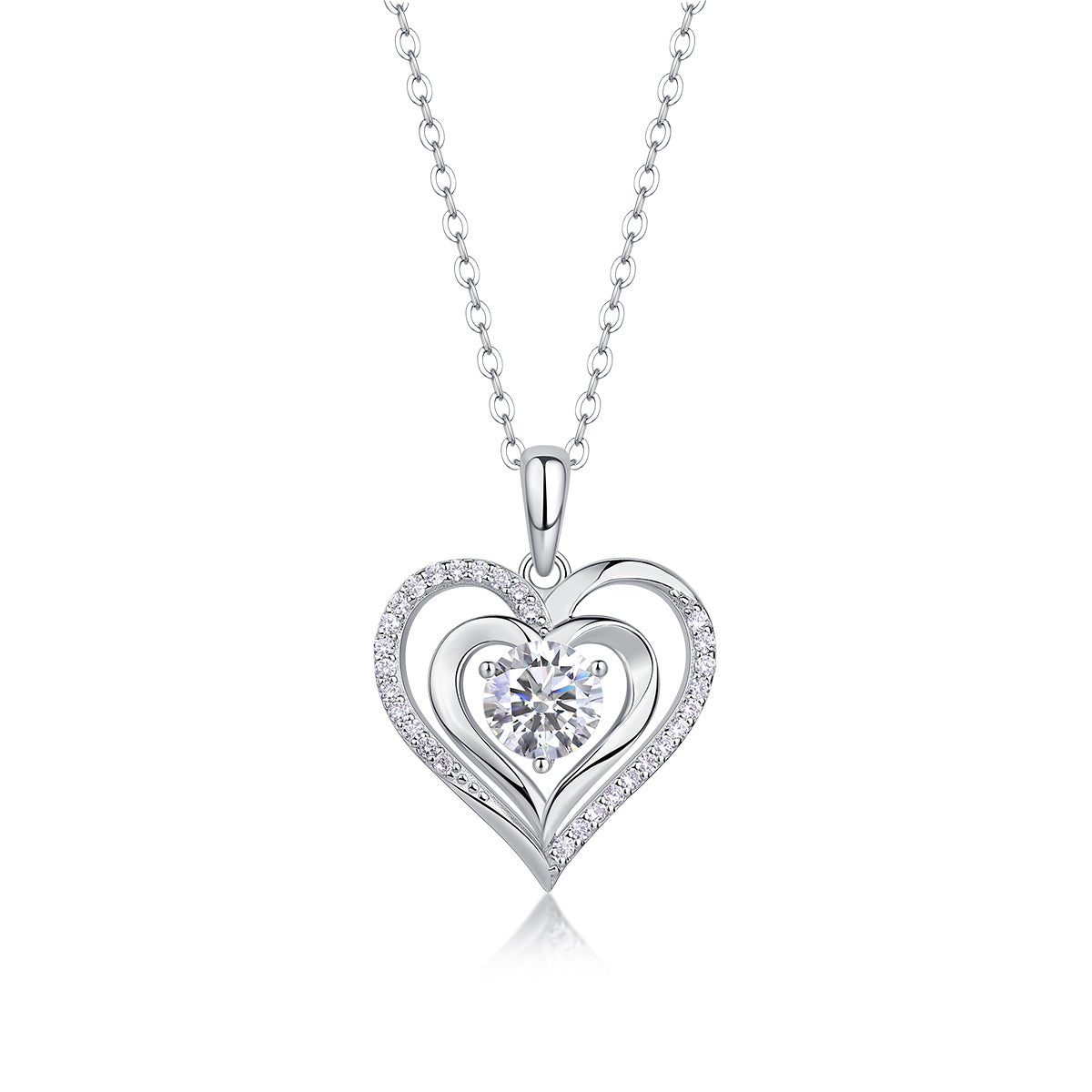 Heart-to-Heart Connection S925 Silver 1-Carat Moissanite Pendant
