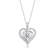 Heart-to-Heart Connection S925 Silver 1-Carat Moissanite Pendant