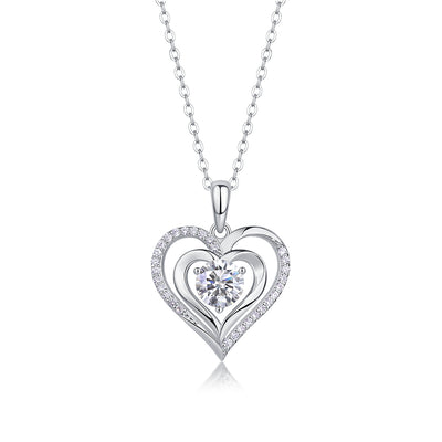 Heart-to-Heart Connection S925 Silver 1-Carat Moissanite Pendant