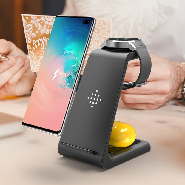 3 in 1 Wireless Fast Charging Station and Phone Stand