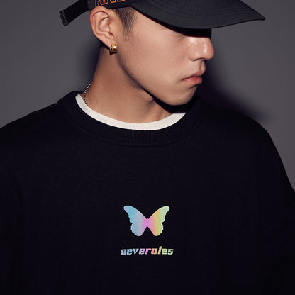 Reflective butterfly print long sleeves