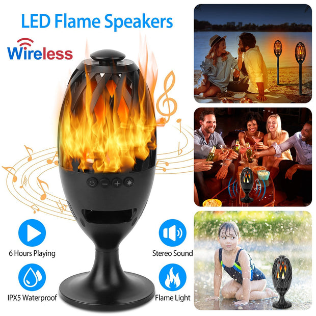 LED Flame Torch Speaker – Waterproof Outdoor Wireless Lantern