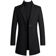 Korean Style Long Woolen Trench Coat With One Button