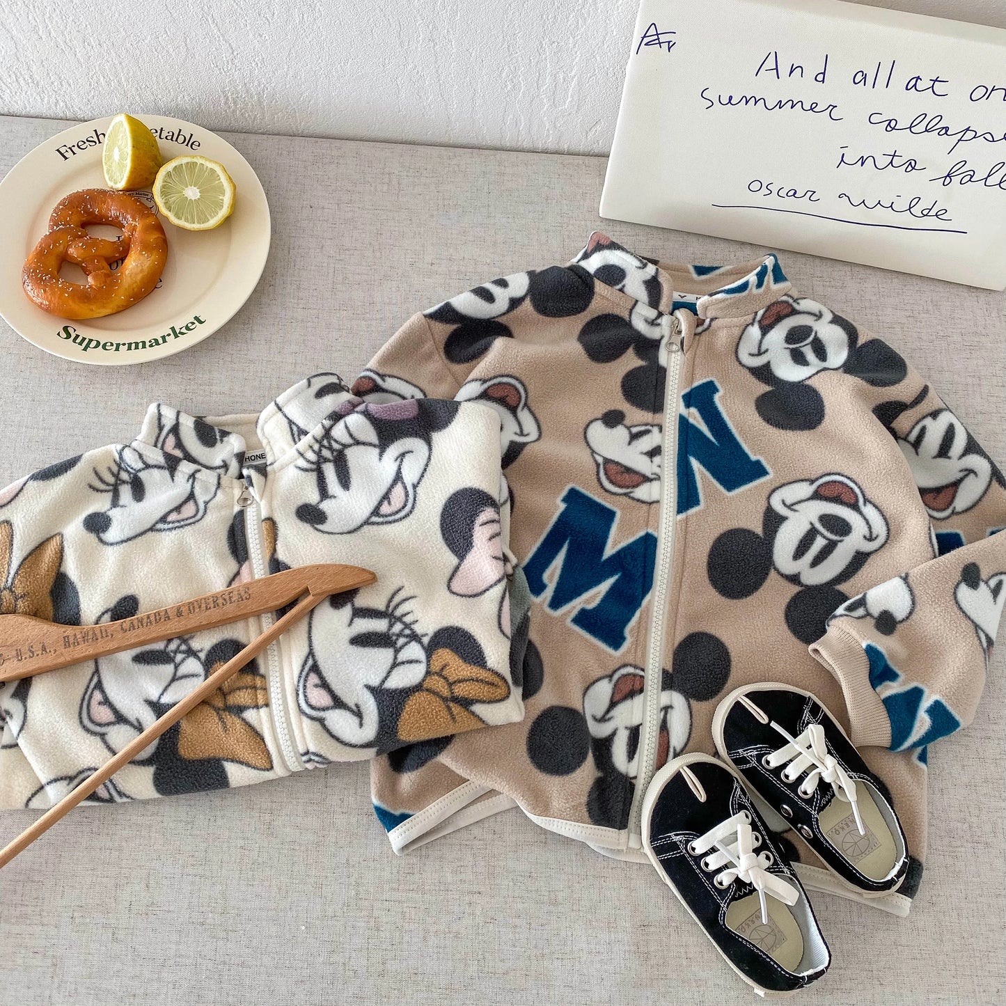 Cartoon Corduroy Kids Jacket With Zipper Closure