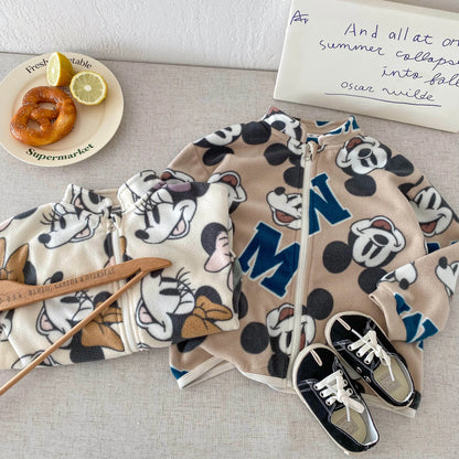 Cartoon Corduroy Kids Jacket With Zipper Closure