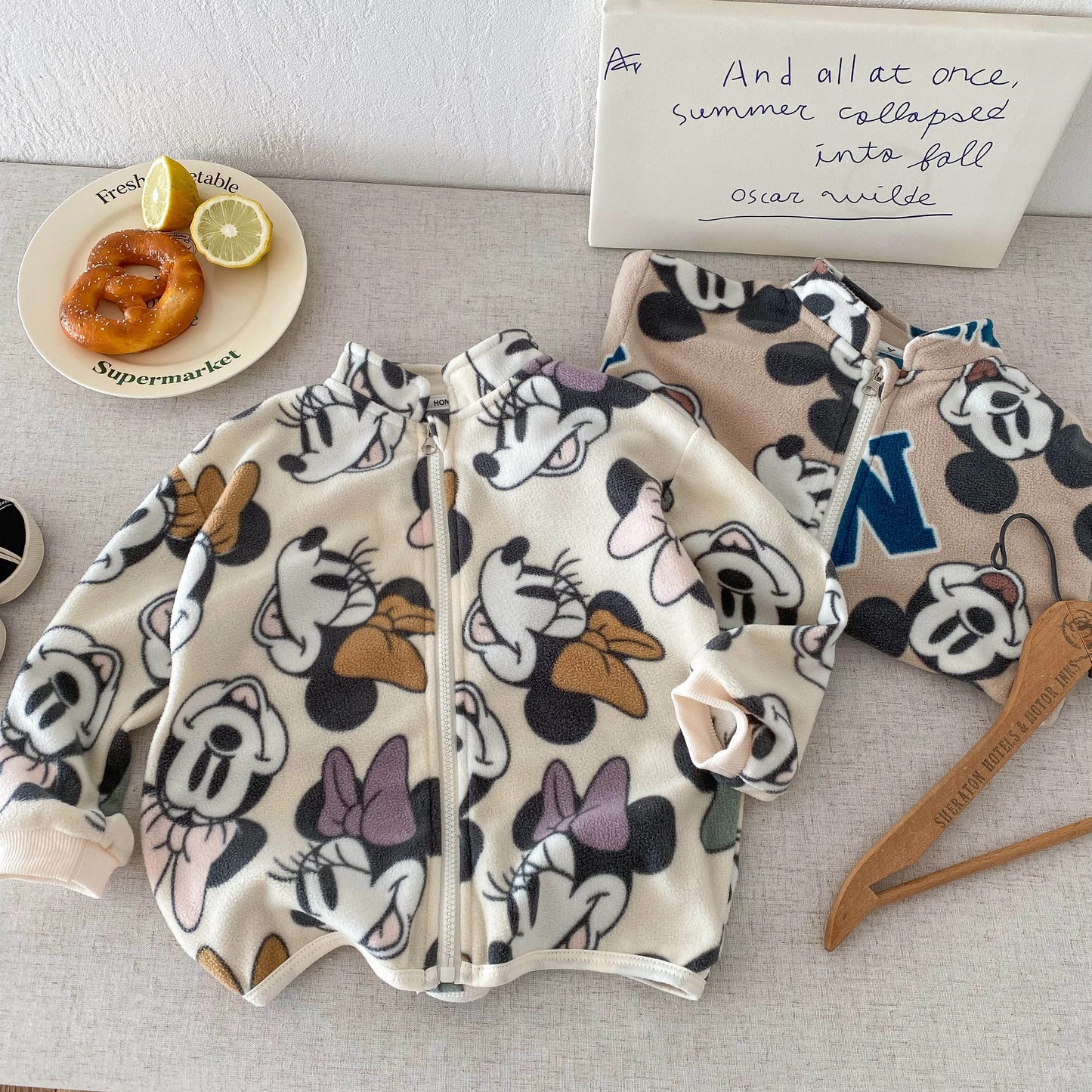 Cartoon Corduroy Kids Jacket With Zipper Closure