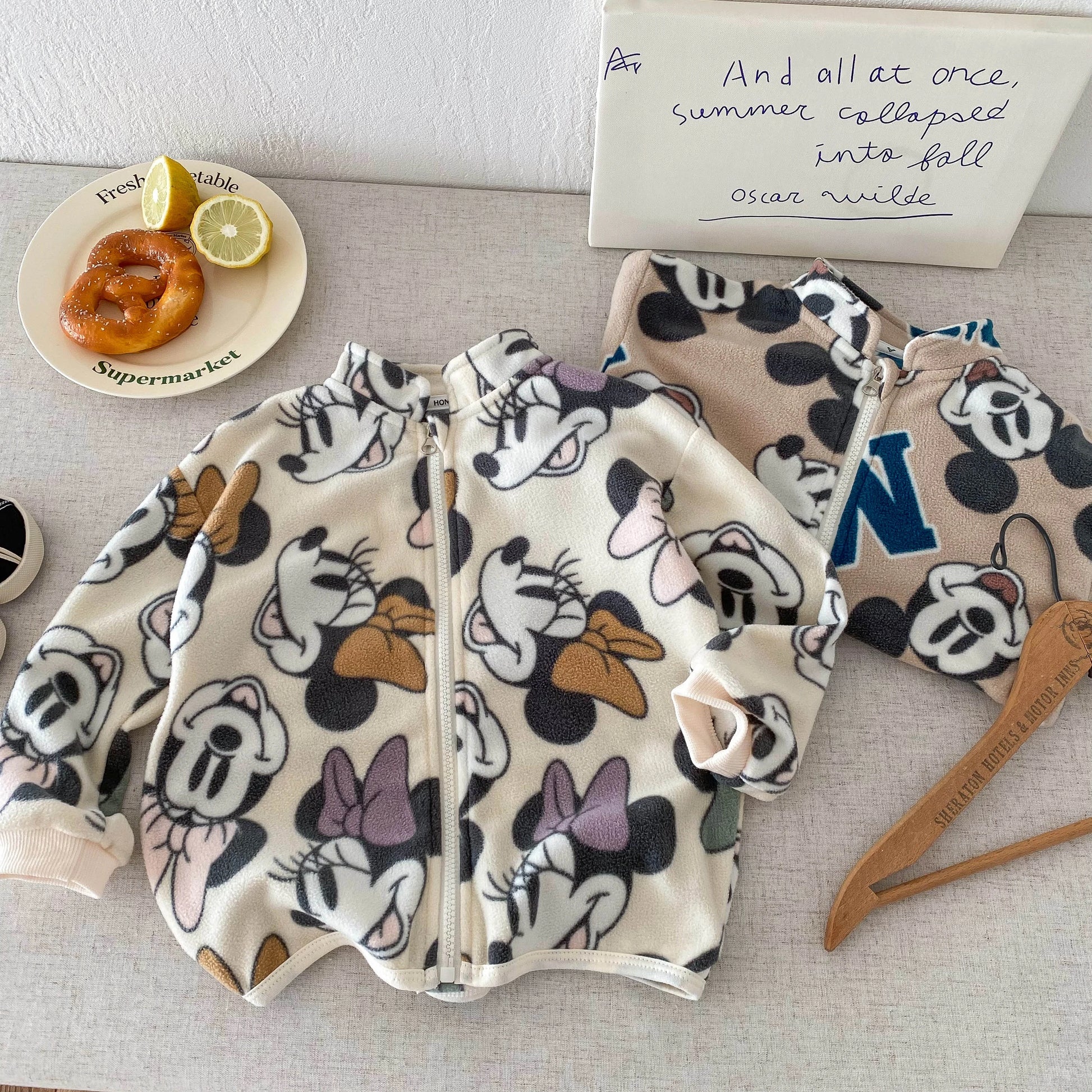 Cartoon Corduroy Kids Jacket With Zipper Closure