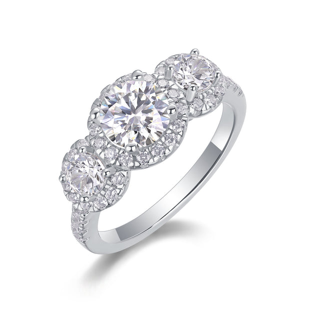 Luxurious S925 Silver 1-Carat Moissanite Diamond Ring