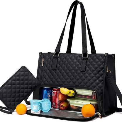 Women's Quilted Lunch Tote Bag – Thermal, Leak-Proof & Spacious