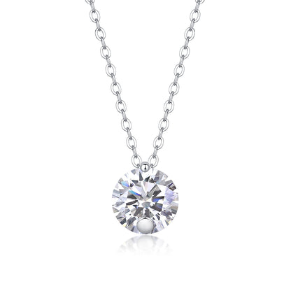 Simple Pleasure S925 Silver 2-Carat Moissanite Diamond Pendant