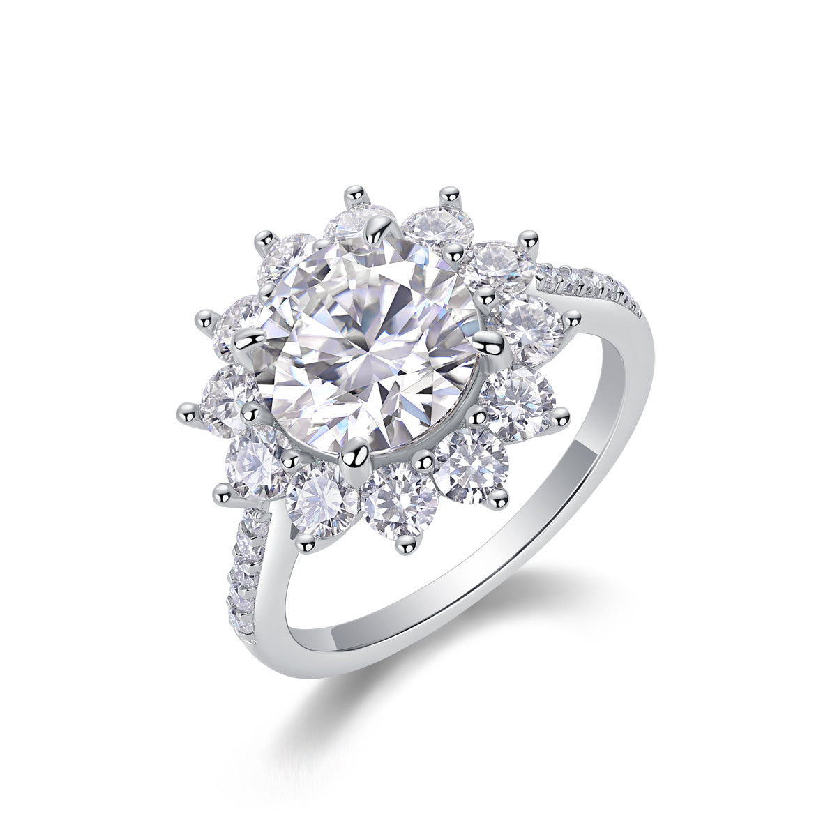 Sunflower S925 Silver 3-Carat Moissanite Diamond Ring