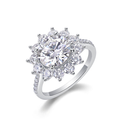 Sunflower S925 Silver 3-Carat Moissanite Diamond Ring