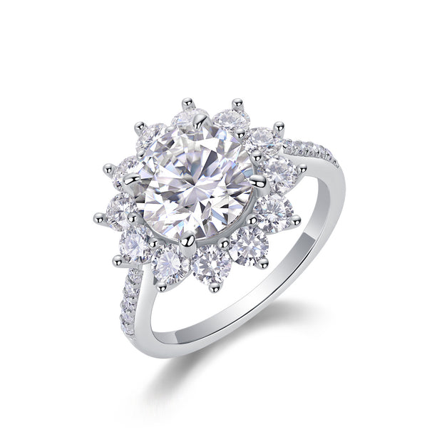 Sunflower S925 Silver 3-Carat Moissanite Diamond Ring