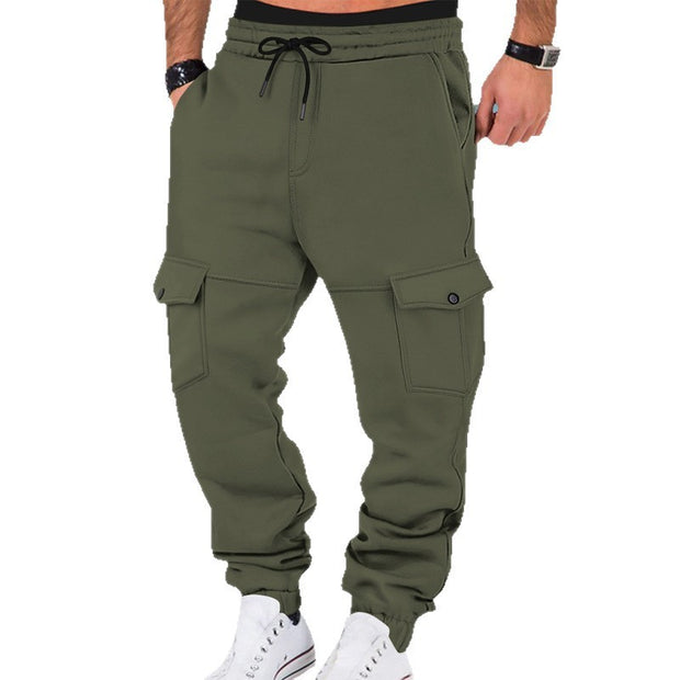 Fleece-lined Multi-pocket Cargo Outdoor Sports Casual Pants