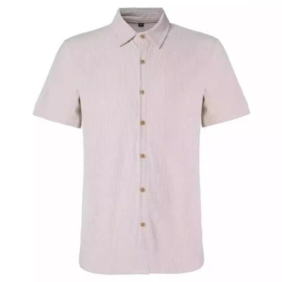 Men's Casual Loose Checked Short-sleeved Shirt