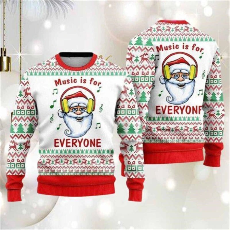 Ugly Christmas Sweater With Santa Graphic 3D Printed Hoodie Casual