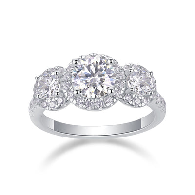 Luxurious S925 Silver 1-Carat Moissanite Diamond Ring