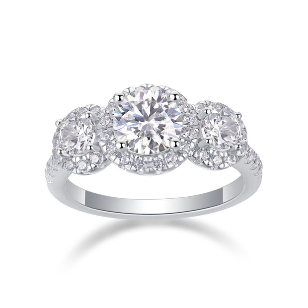 Luxurious S925 Silver 1-Carat Moissanite Diamond Ring