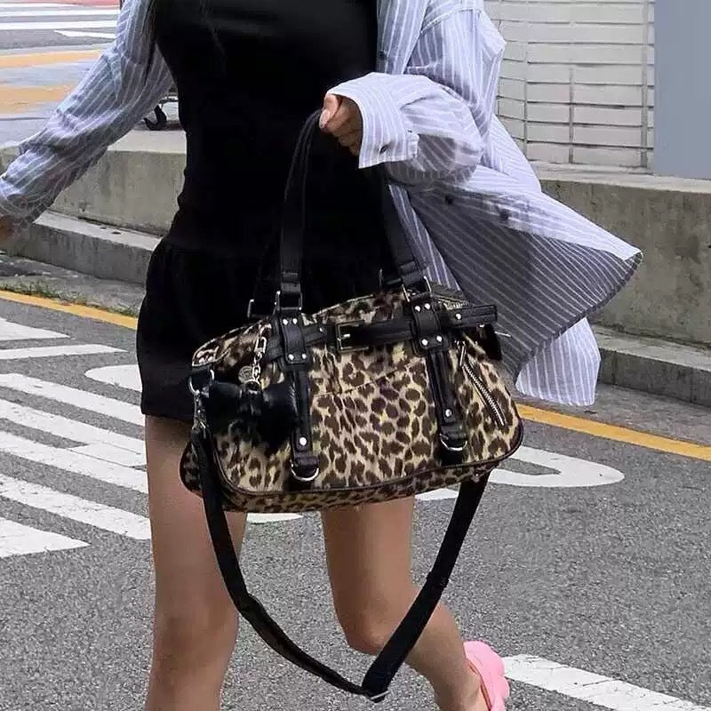 Commuter Underarm Design Girl's Headwind Texture Motorcycle Satchel